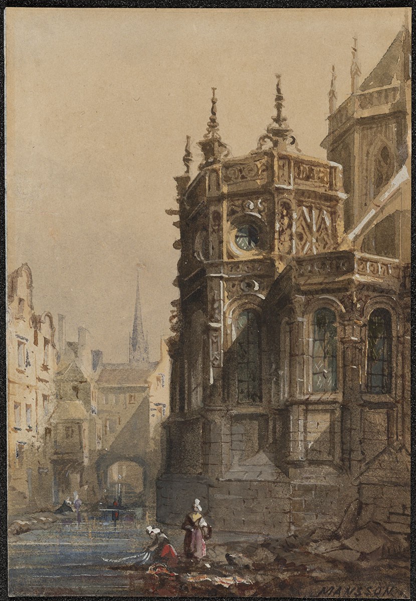 Vue de l'abside de l'église Saint-Pierre de Caen, Théodore Henri Mansson, 2e quart 19e siècle