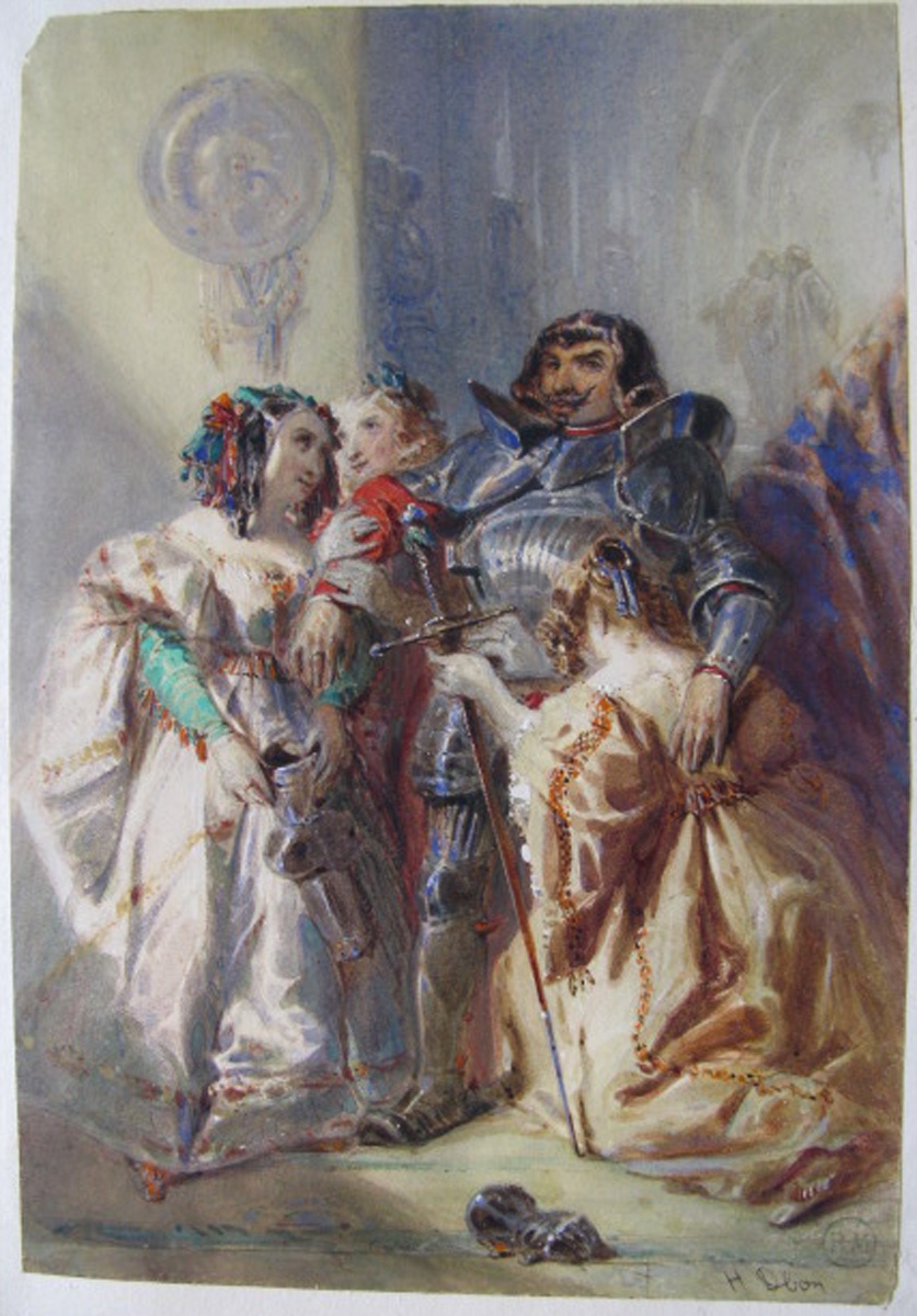 Un chevalier en armure entouré de dames ; Un porte-étendard (autre titre)_0