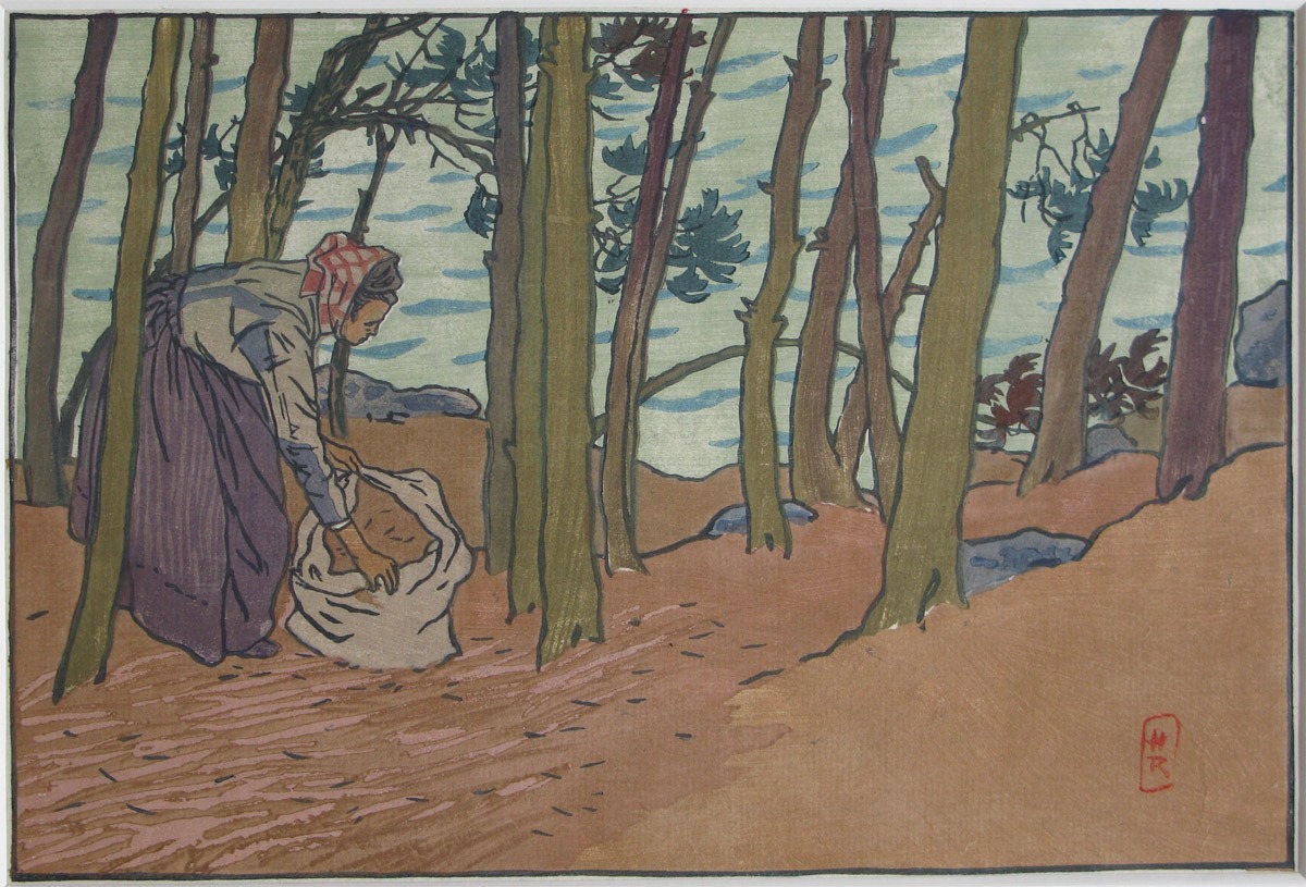 Femme ramassant des aiguilles de pin, Henri Rivière