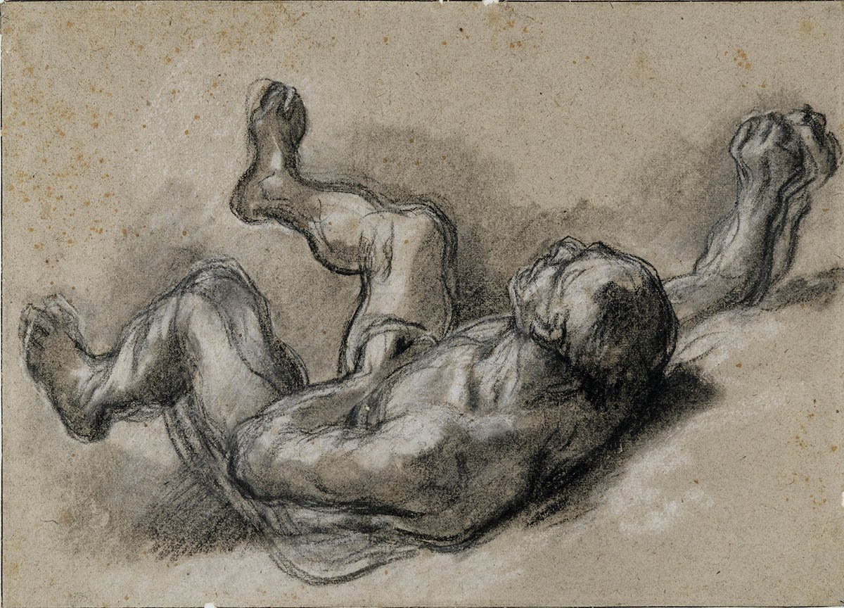Étude d'homme renversé, Louis Durameau, 1769 avant