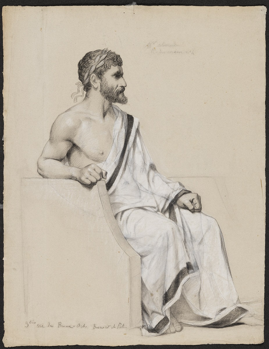 Étude pour l'empereur Hadrien en toge, Édouard Krug, 1882 Vers