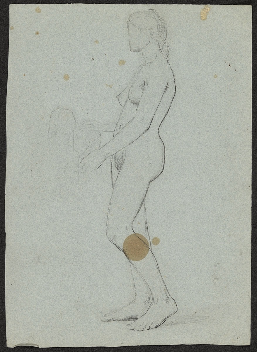 Étude pour Symphorose (recto) ; Étude pour le portrait de la baronne Raymond du Teil, née Louise de Beaussier (verso), Édouard Krug, 1881 Vers,1882 Vers