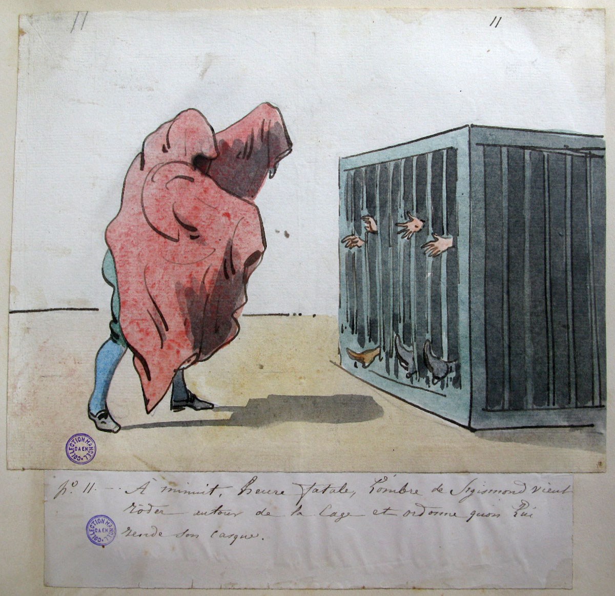 11. À minuit, heure fatale, l'ombre de Sigismond vient rôder autour de la cage ; Les Aventures de Zénaïde et d'Adalbert au château de Schiffschaffburg (titre factice de la série)_0