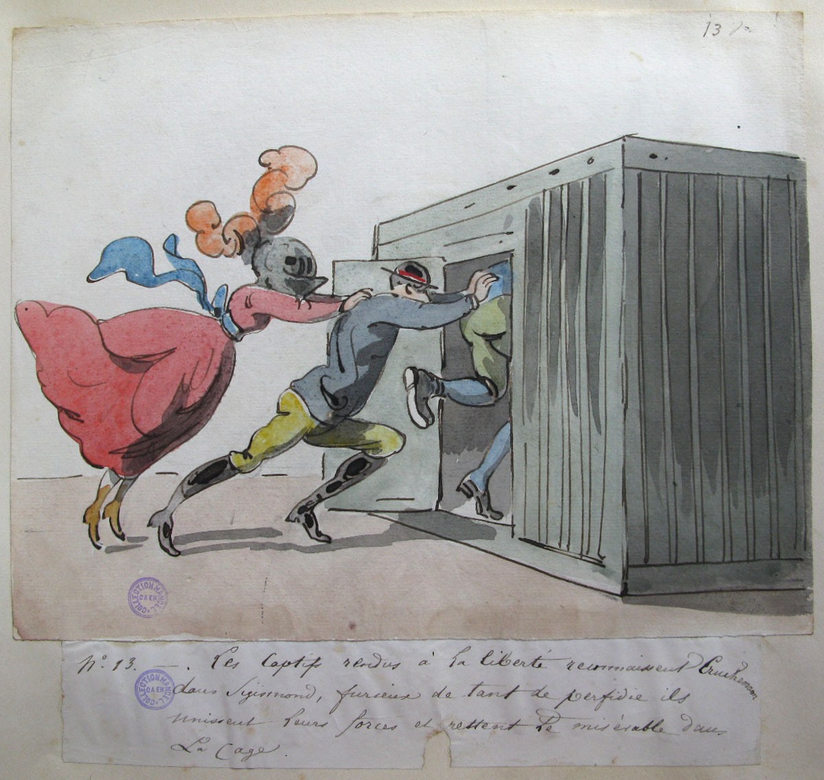 13. Les captifs rendus à la liberté reconnaissent Cruchemann dans Sigismond ; Les Aventures de Zénaïde et d'Adalbert au château de Schiffschaffburg (titre factice de la série)_0
