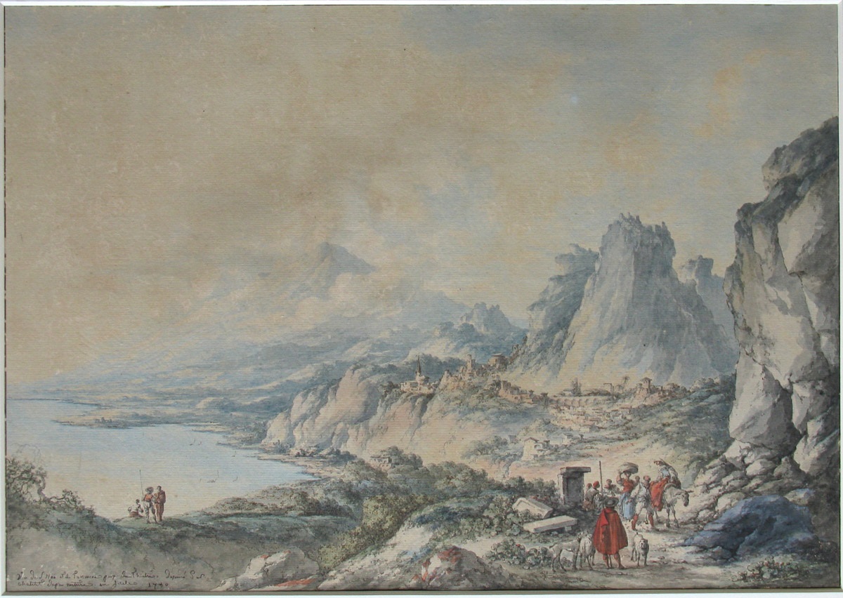 Vue de l'Etna et de Taormina, Claude Louis Châtelet, 1780 - 18e siècle, 4e quart (1776-1800)