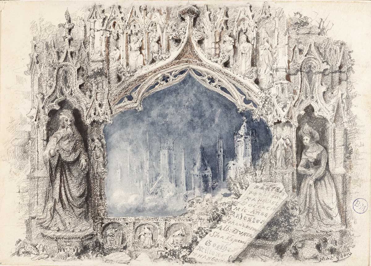 Frontispice gothique, Théodore Henri Mansson, 1ère moitié 19e siècle