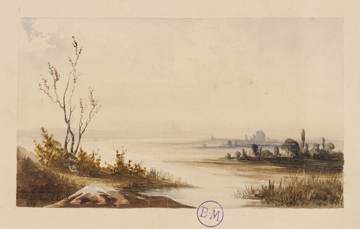 Paysage fluvial, Louis-Eugène Lonlay, 1839