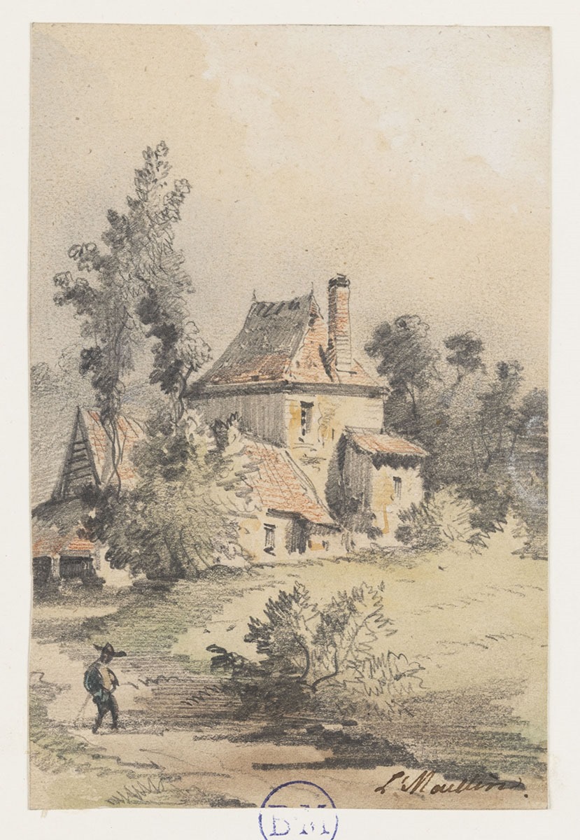 Paysage à la gentilhommière, Louis Moullin, 19e siècle