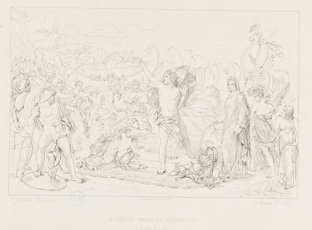 Achille jurant de venger la mort de Patrocle, Charles Louis Bazin, 1853