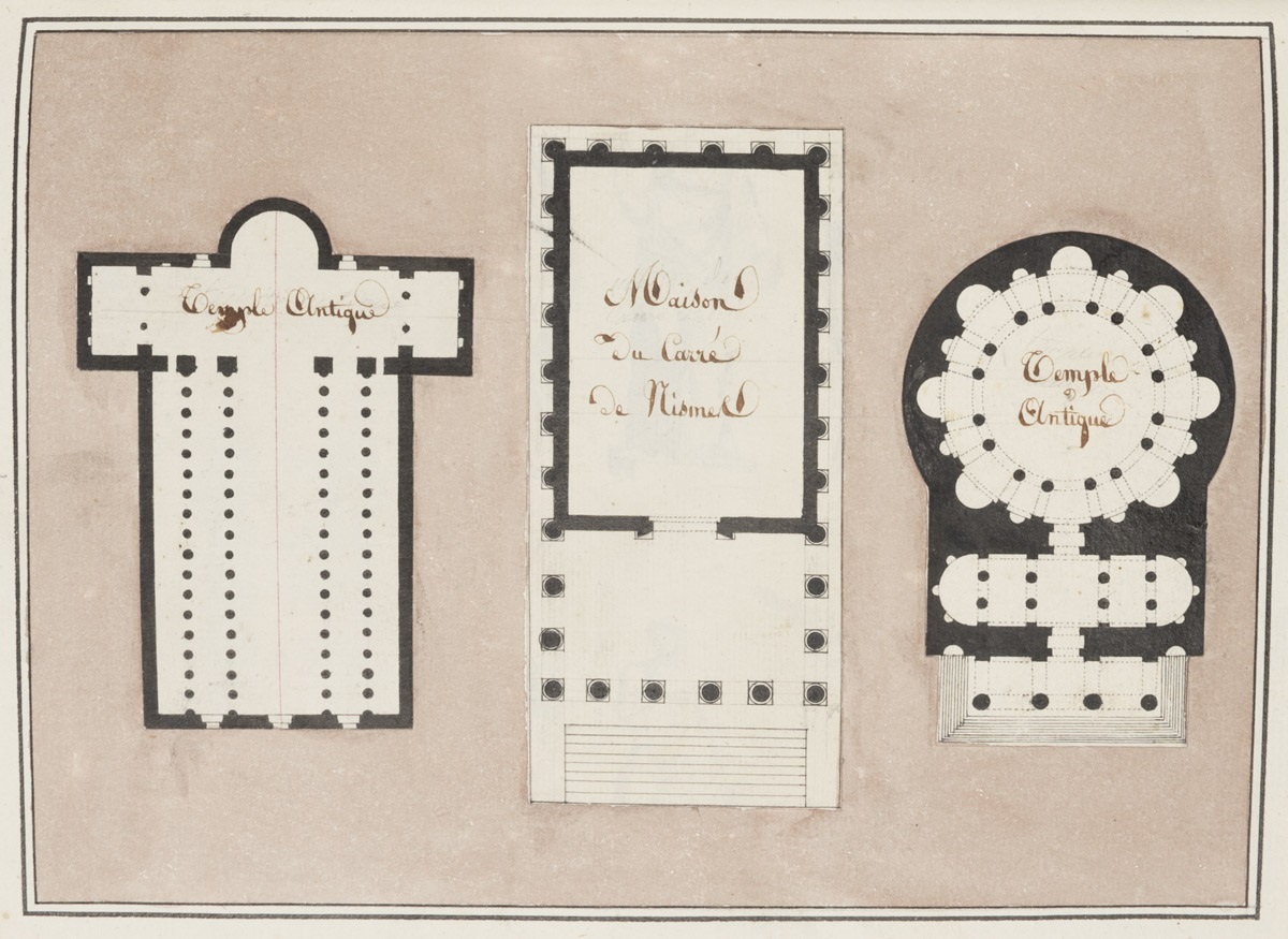 Plans de la Maison carrée de Nîmes et de deux temples antiques_0