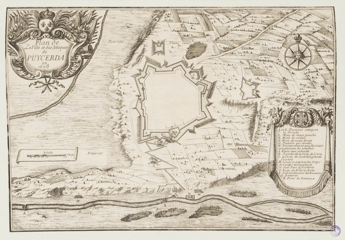 Plan de la ville et des attaques de Püycerda en 1678., Pierre Brissart, 1678
