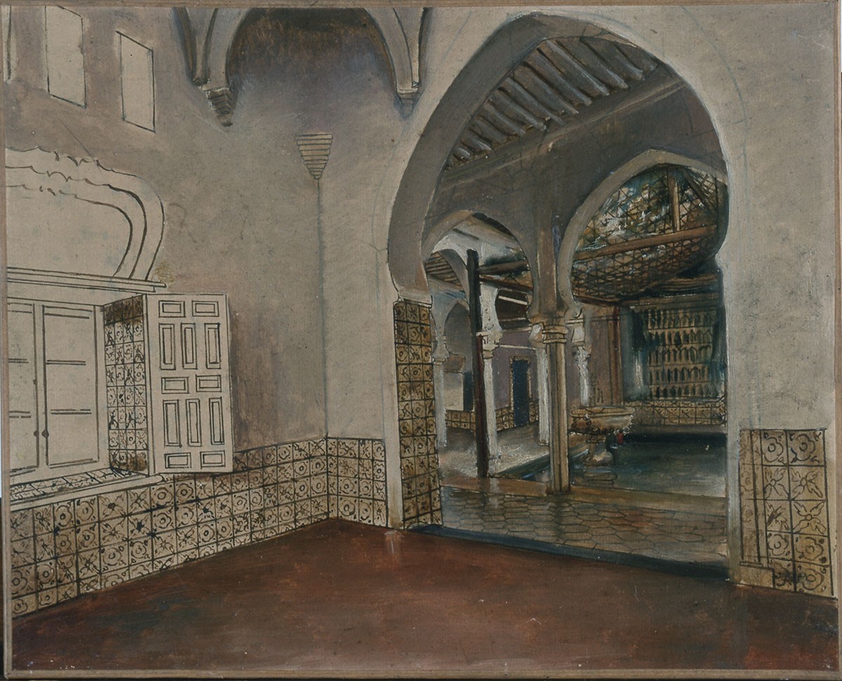 Intérieur d'appartement au pavillon du jardin du Dey au fahs Bab el Oued, Jean Charles Langlois, 1832-1833