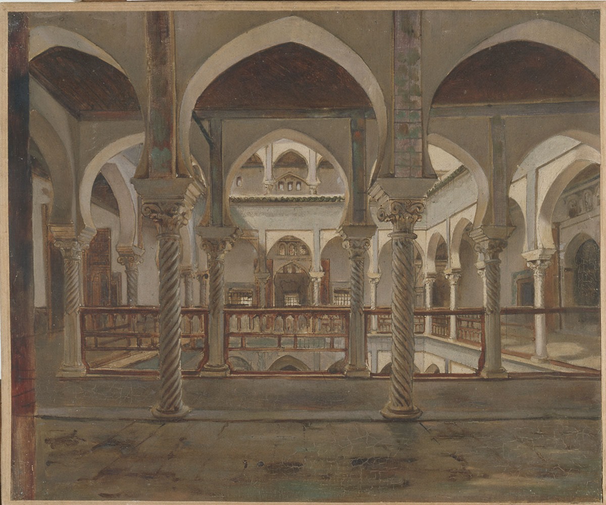 Cour intérieure du palais à trois étages et double galerie à l'étage, Jean Charles Langlois, 1830-1832
