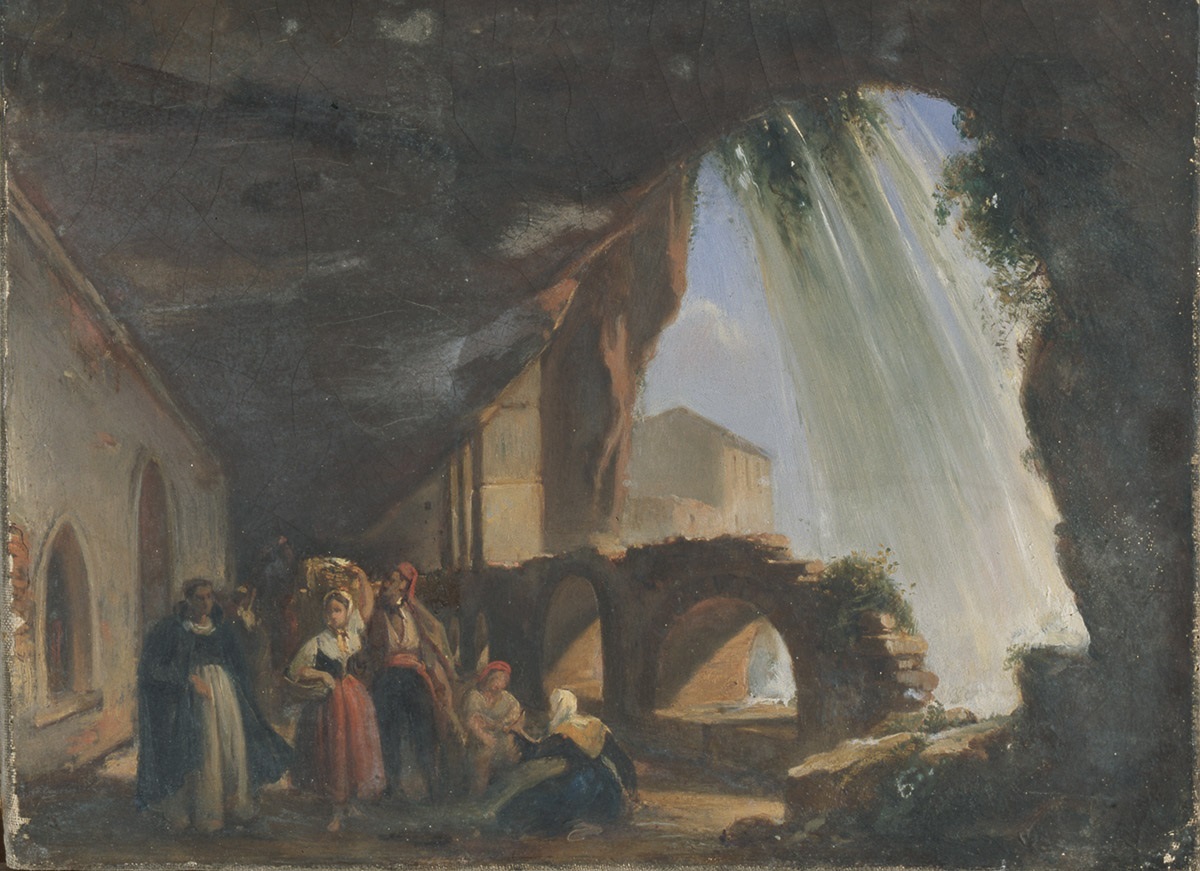 Espagne. Chute d'eau au-dessus d'un couvent dominicain, Jean Charles Langlois, 2e quart 19e siècle