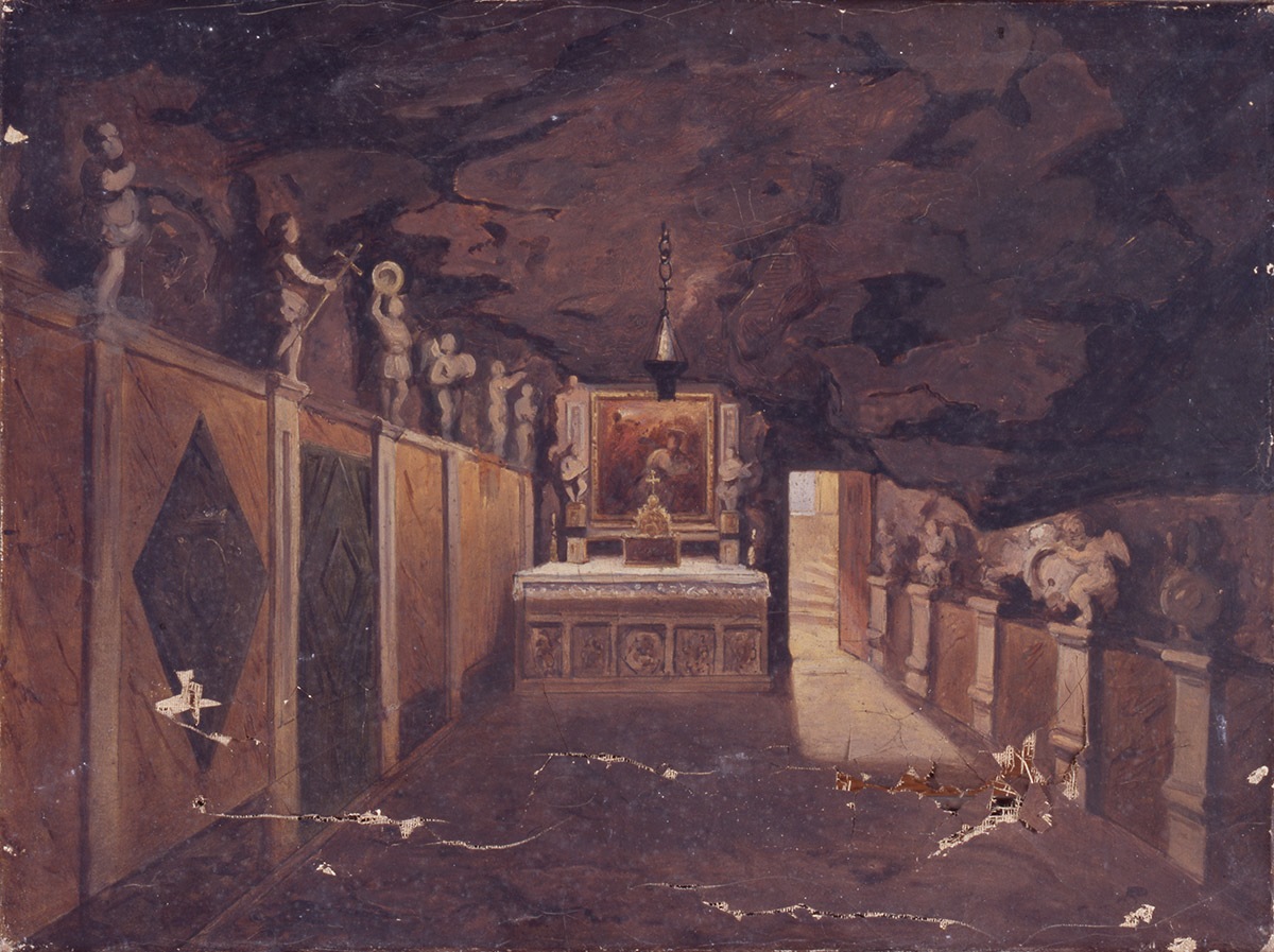 Église dans une caverne, Jean Charles Langlois, 2e quart 19e siècle
