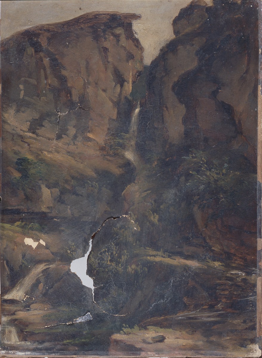 Paysage avec une cascade, Jean Charles Langlois, 2e quart 19e siècle
