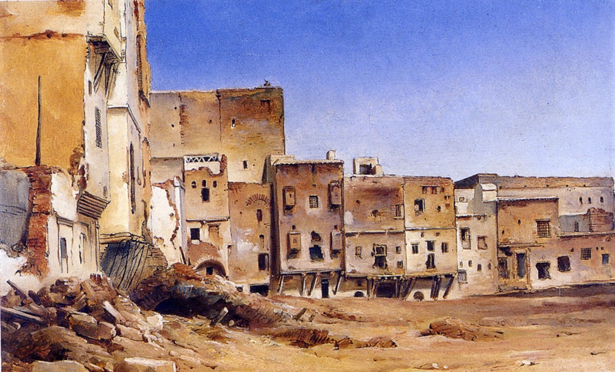 Démolition pour la place d'armes à Alger en 1830, Jean Charles Langlois, 1832
