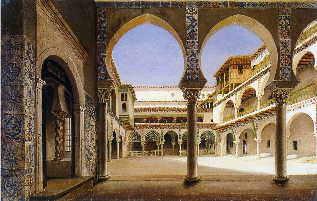 Cour intérieure du palais du dey dans la citadelle ; Cour du divan. Restitution de l'état des lieux en 1830_0