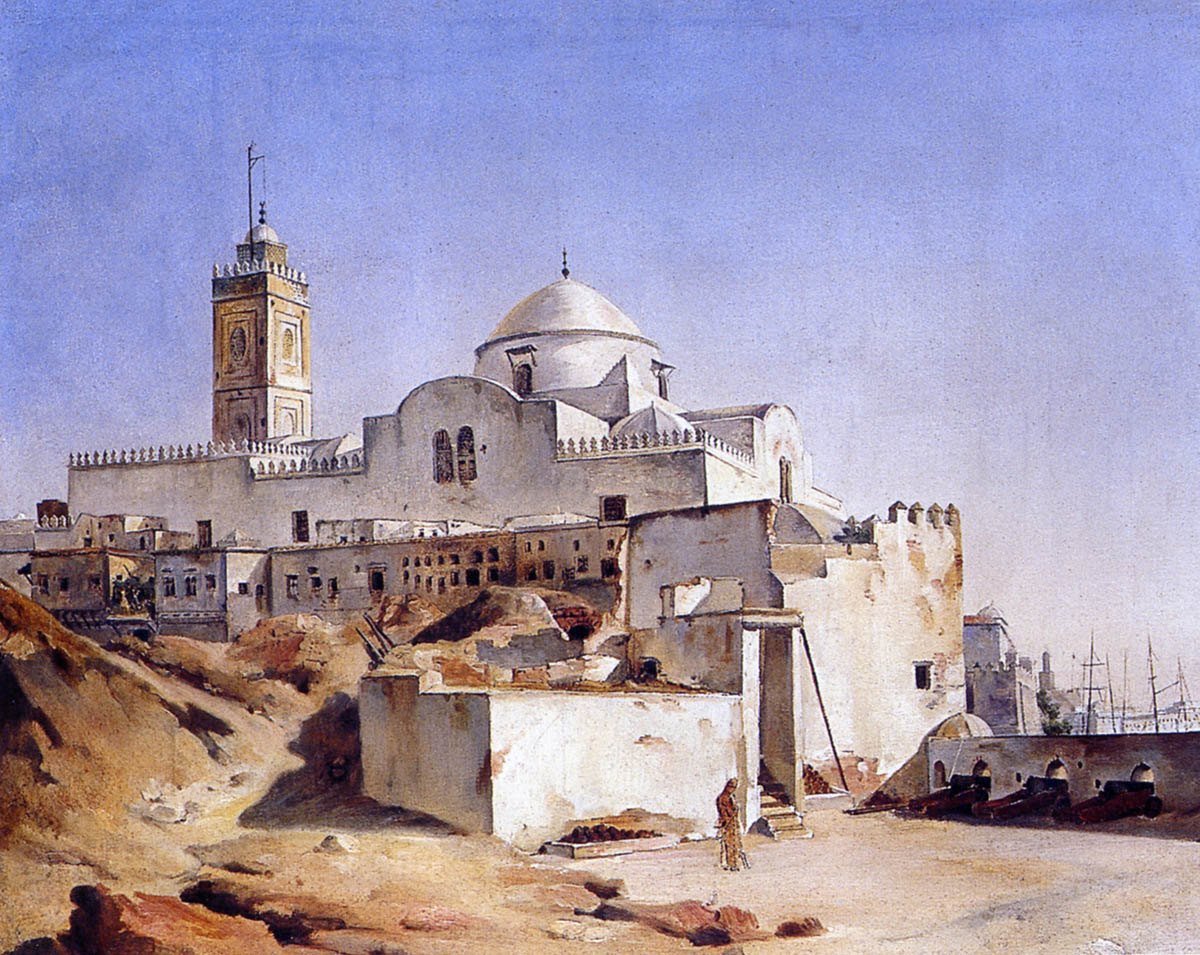La Mosquée de la Pêcherie, la batterie du dey Hussein et les décombres des démolitions de la place d'armes, Jean Charles Langlois, 1832