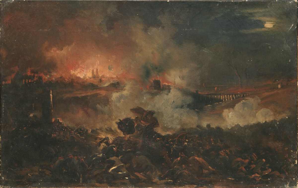 Incendie d'une ville russe, Jean Charles Langlois, 1834-1839