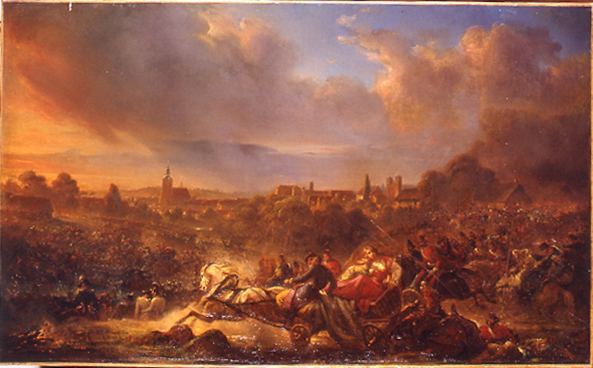 Fuite des Russes. Smolensk, Jean Charles Langlois, 1834-1839