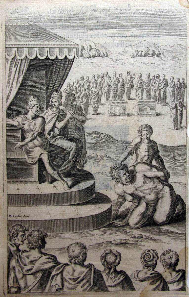 Harangue de Thiamis à ses compagnons par laquelle il leur demande pour sa part du butin Chariclée en mariage et comment elle lui fut accordée_0