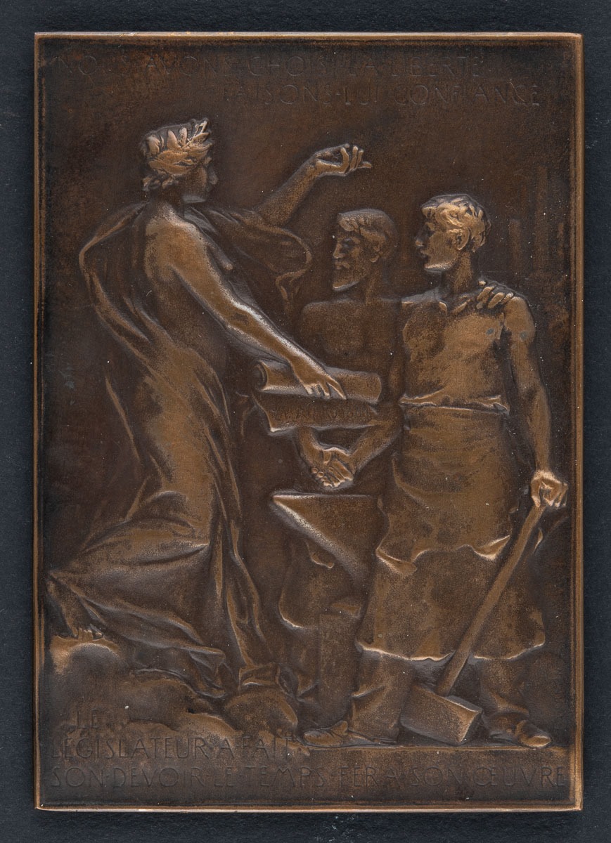 Nous avons choisi la liberté, faisons lui confiance (Promulgation de la loi sur les syndicats du 21 mars 1884) (revers) ; Pierre Waldeck-Rousseau (avers)_0