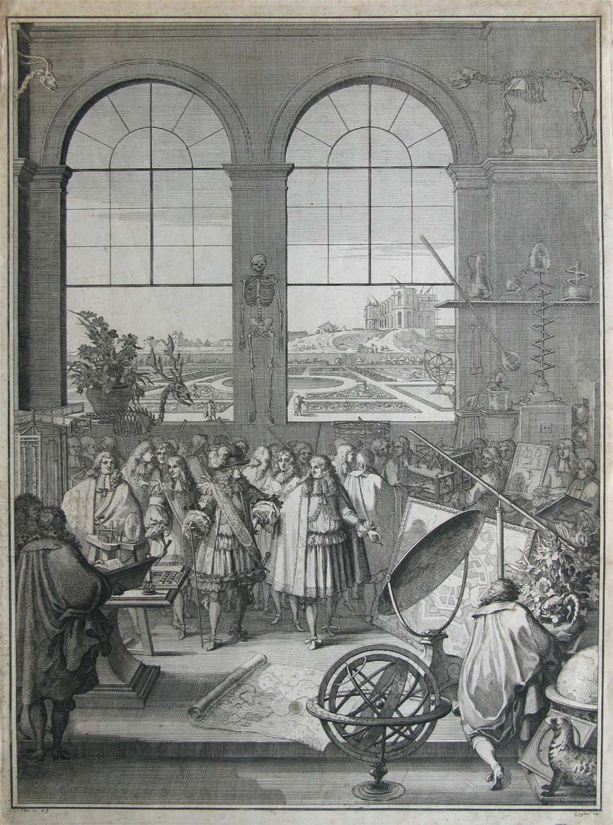 Une des salles du Jardin des Plantes ; Frontispice, Sébastien Le Clerc, 1671
