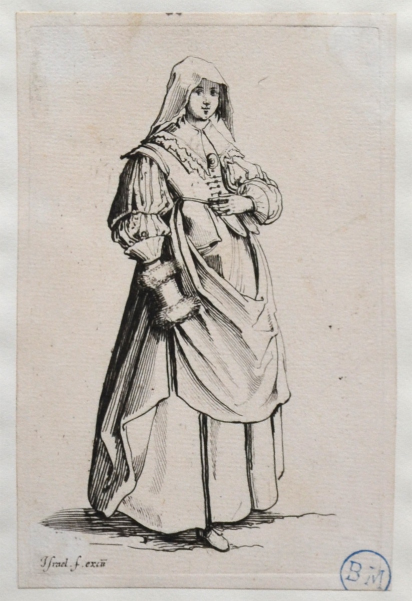 Bourgeoise, tournée vers la droite, portant un manchon, Israël Henriet, 17e siècle