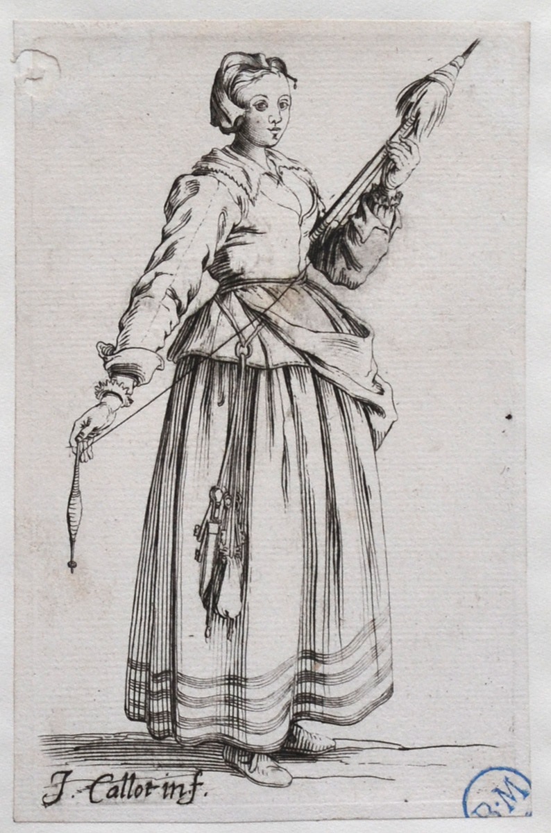 Bourgeoise tenant une quenouille, Israël Henriet, 17e siècle (1601-1700)