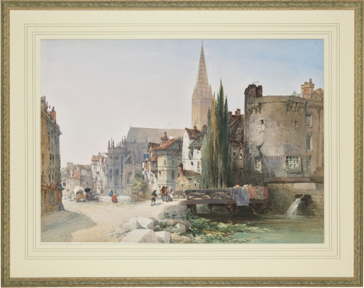 Vue de l'église Saint-Pierre de Caen et de l'Odon, William Callow, 1865