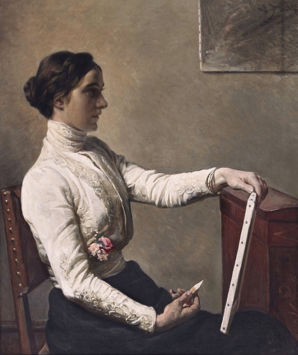 Portrait d'une jeune artiste devant sa toile, Valdemar Irminger, 1902