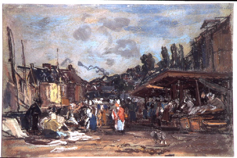 Petite poissonnerie à Honfleur, Eugène Boudin, 1859 (vers)