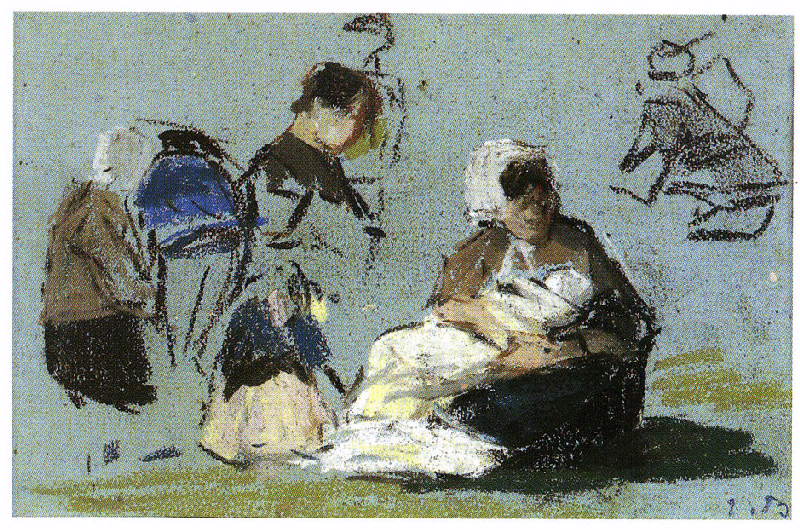 Femme allaitant. Auberge Saint-Siméon, Honfleur — Eugène Boudin