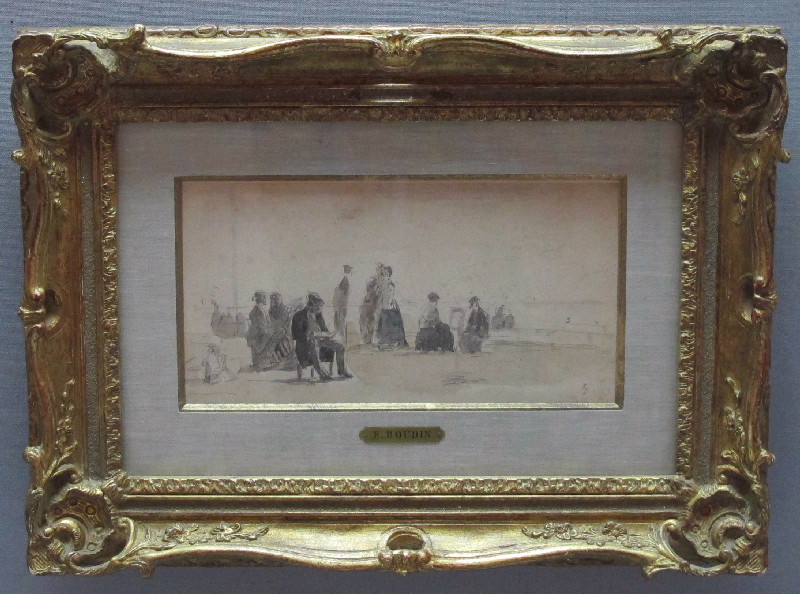 Sur la plage, l'homme assis, Eugène Boudin, 1865-1870 (vers)