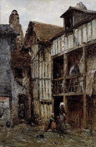 Honfleur, vieille cour, Adolphe Félix Cals, 1876
