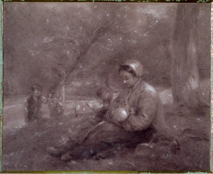 Mère et ses enfants à Saint-Siméon, Adolphe Félix Cals, 1878