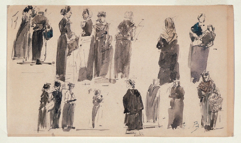 Etude de 16 personnages, Eugène Boudin, 19e siècle