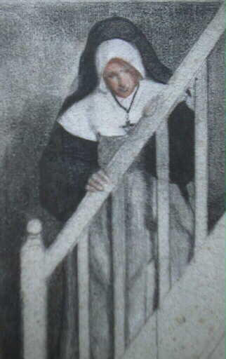 Religieuse dans un escalier_0