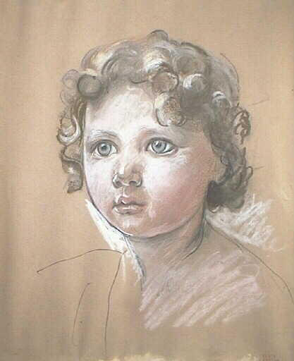 Portrait d'enfant à la tête ronde, Léon Riesener, 1850 vers