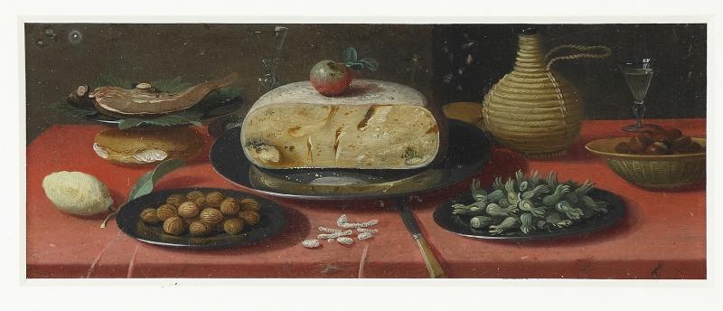 Nature morte au fromage, noix et noisettes_0
