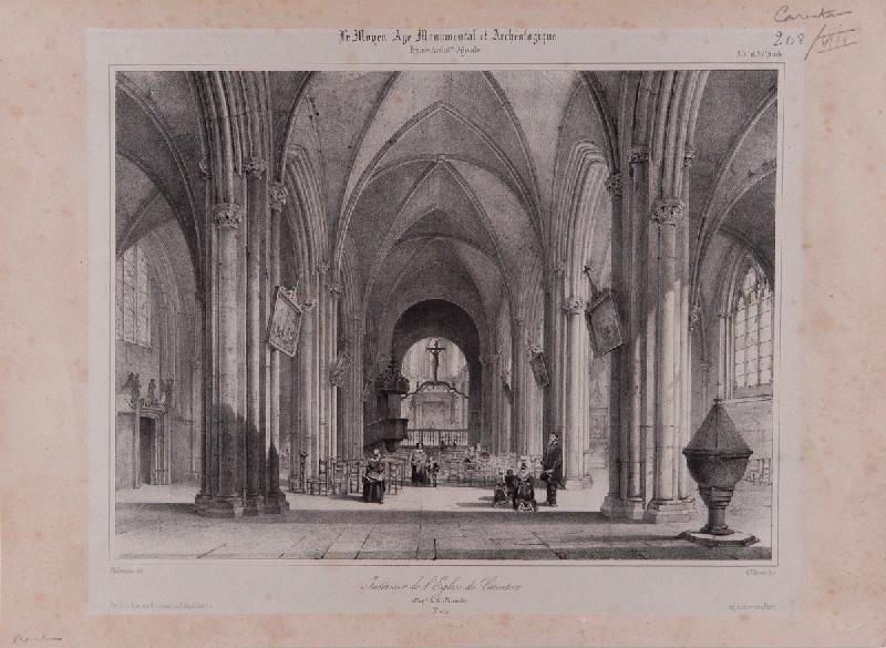 Le Moyen-Âge monumental et archéologique : église de Carentan, Félix Benoist, 1840,1843