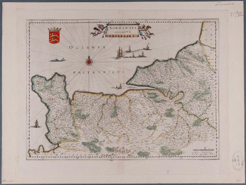 Carte de Normandie, Willem Janszoon Blaeu, 4e quart 16e siècle, 2e quart 17e siècle