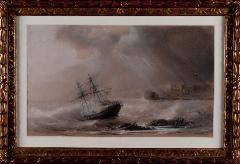 Cherbourg, naufrage du Brick 'Le Papillon', Pierre Julien Gilbert, 1846