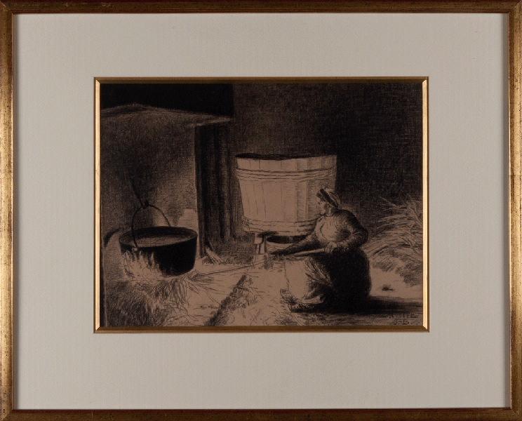 Au coin du feu, Jean-Baptiste Millet, 2e moitié 19e siècle