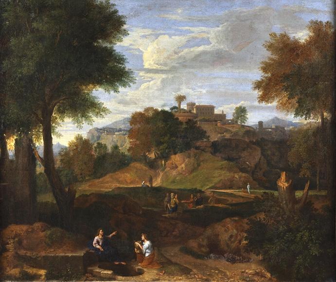 Paysage historique ; La Samaritaine, Francisque Millet, 2e moitié 17e siècle