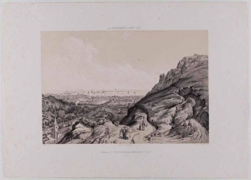 La Normandie Illustrée : Cherbourg, pris de la montagne du Roule, Félix Benoist, 1852
