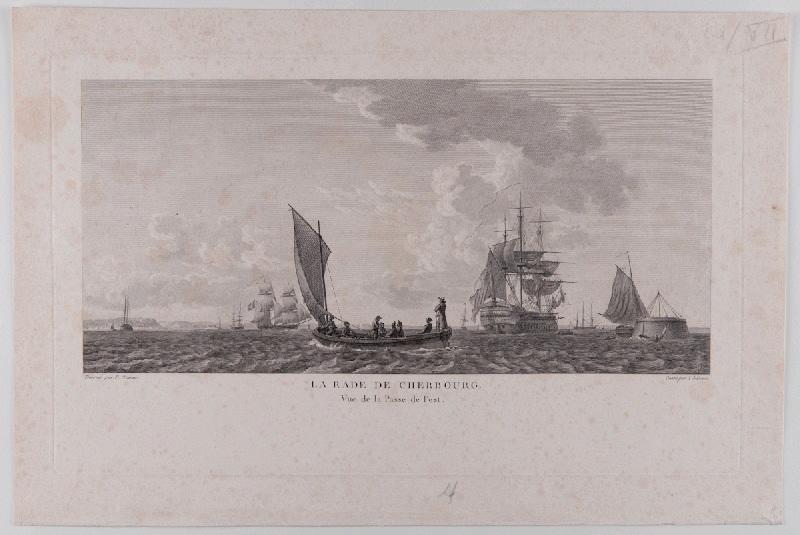La rade de Cherbourg vue de la passe de l'est, Pierre Ozanne, 2e quart 18e siècle, 1er quart 19e siècle
