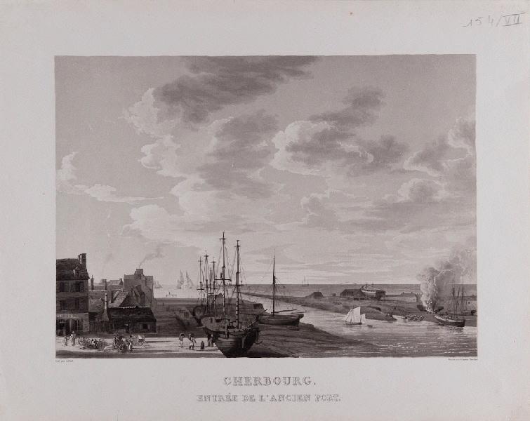 Cherbourg, entrée de l'ancien port, Pierre Julien Gilbert, 1er quart 19e siècle, 3e quart 19e siècle