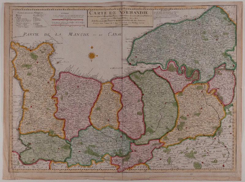 Carte de Normandie, Guillaume Delisle, 1716